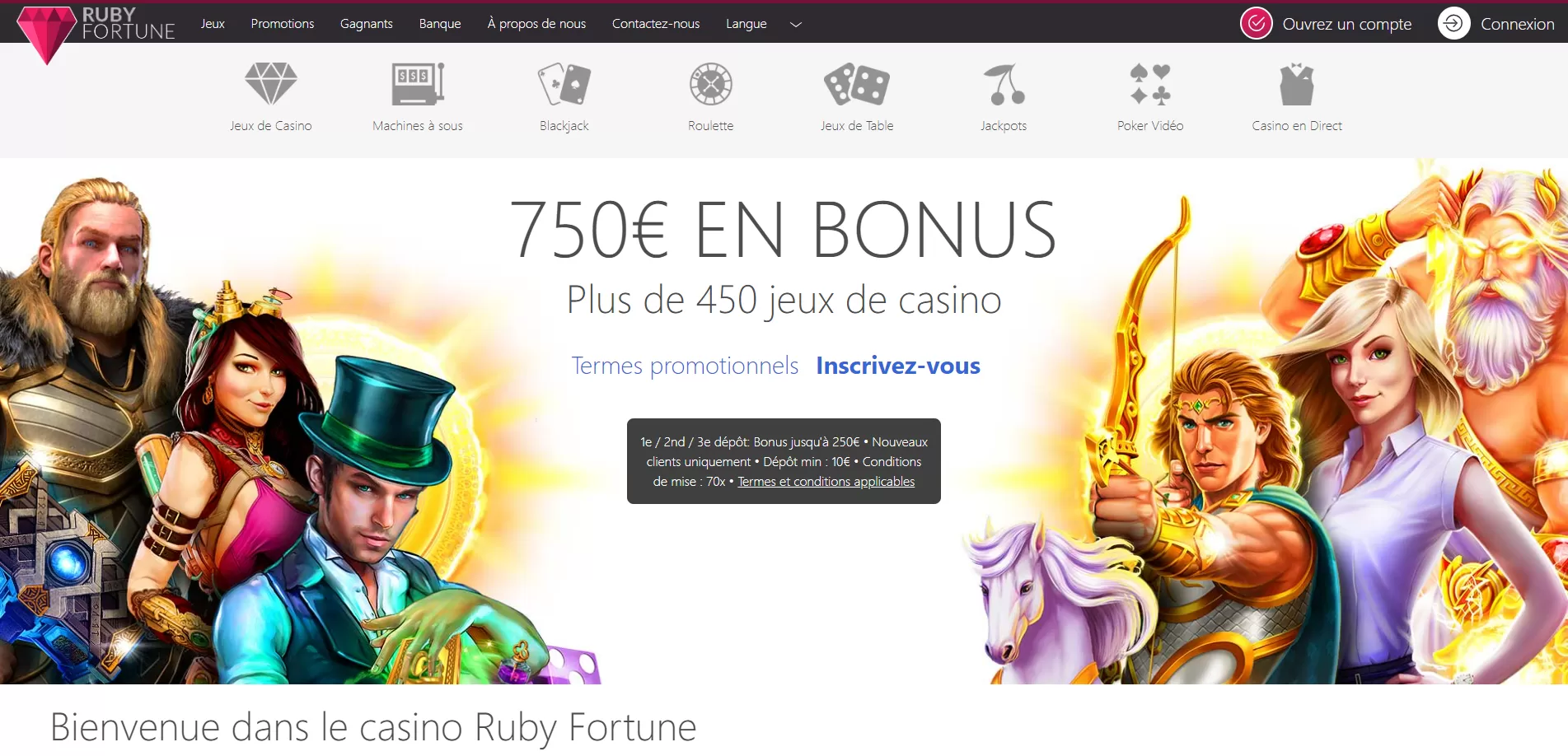 Ruby Fortune casino page d'accueil