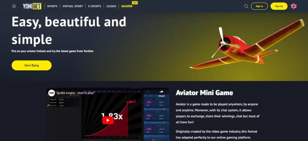 Yonibet casino aviator mini game