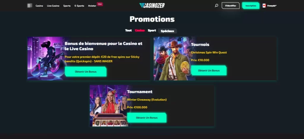 casinozer casino promotions